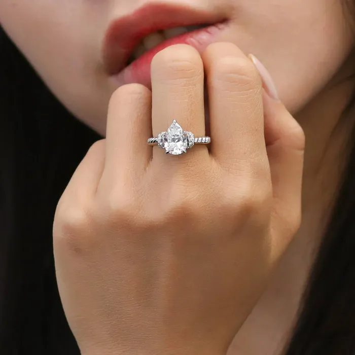 Rings BERRICLE Woven Solitaire 18ct CZ Ring in Sterling Silver