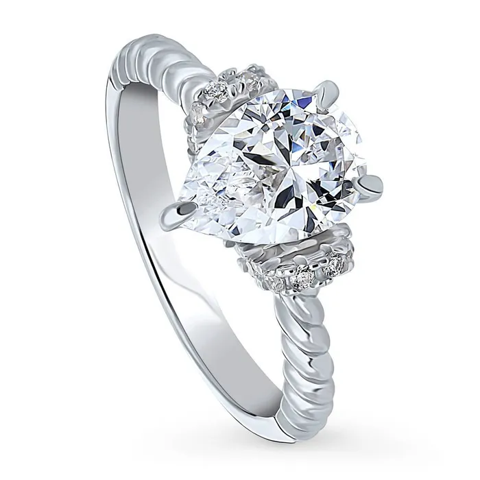 Rings BERRICLE Woven Solitaire 18ct CZ Ring in Sterling Silver