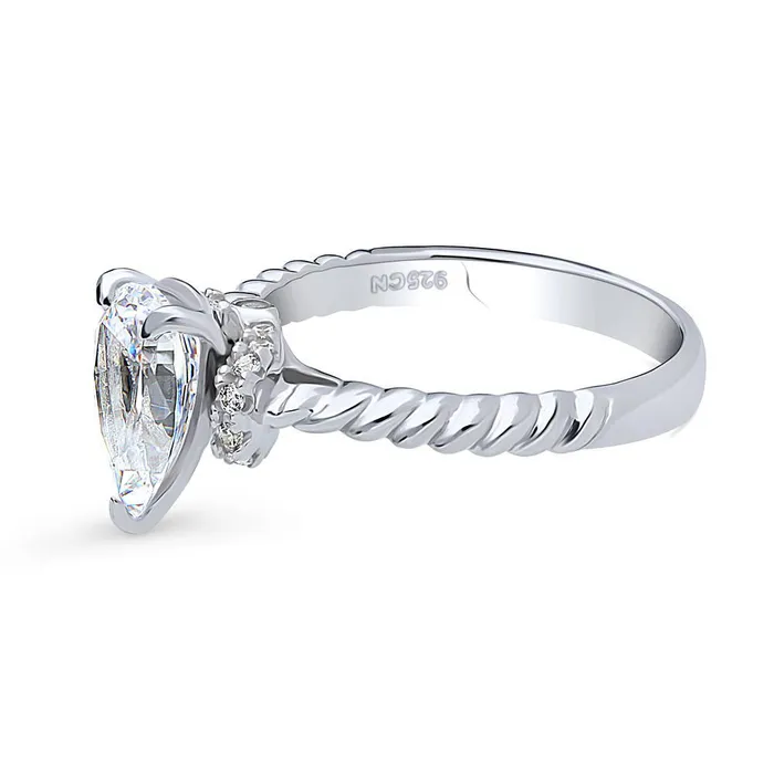Rings BERRICLE Woven Solitaire 18ct CZ Ring in Sterling Silver