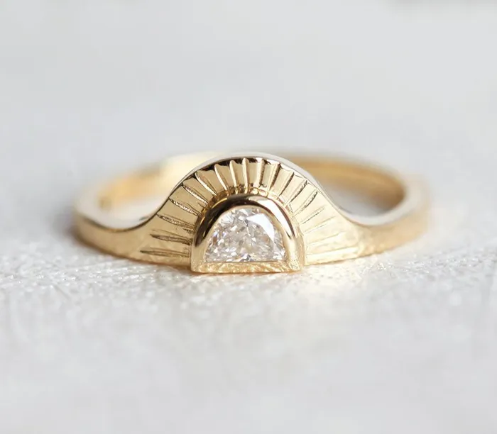 Rings Bohemian Half Moon Spinel Onyx and Gold Sunset Ring Capucinne