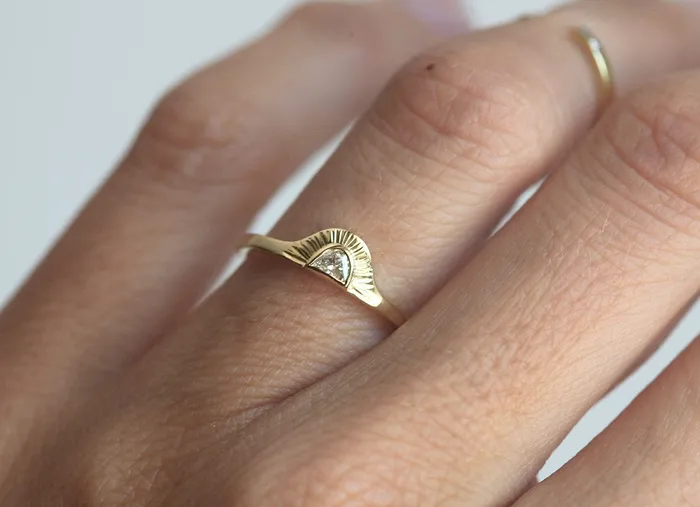 Rings Bohemian Half Moon Spinel Onyx and Gold Sunset Ring Capucinne