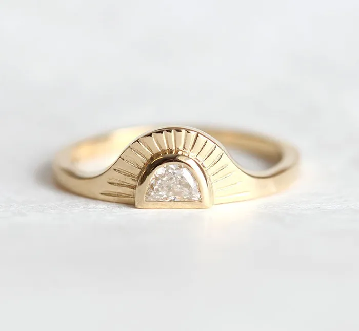 Rings Bohemian Half Moon Spinel Onyx and Gold Sunset Ring Capucinne