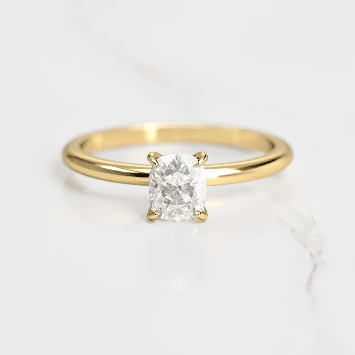 Rings Capucinne Cushion Solitaire Moissanite Ring with 1ct moissanite