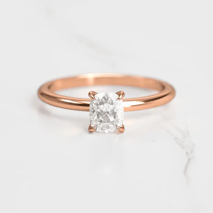 Rings Capucinne Cushion Solitaire Moissanite Ring with 1ct moissanite