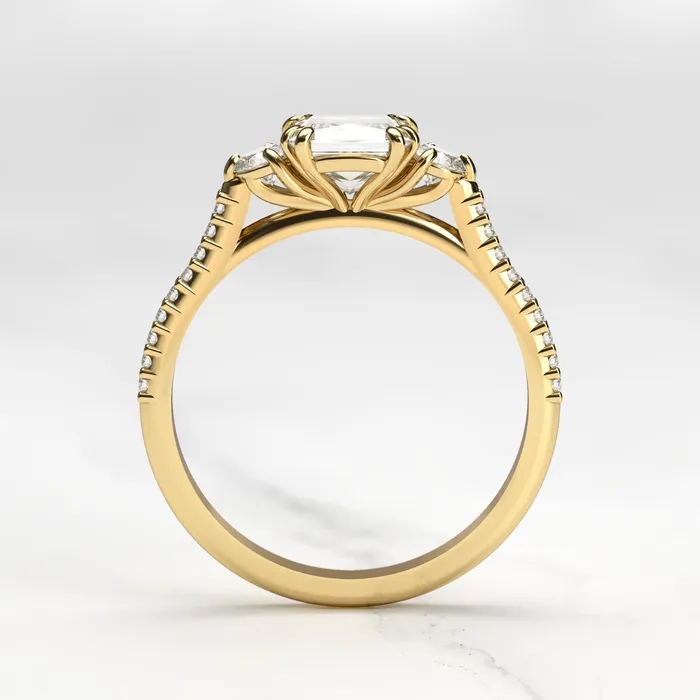 Rings Capucinne Princess Half Pave Diamond Ring with Accent Stones