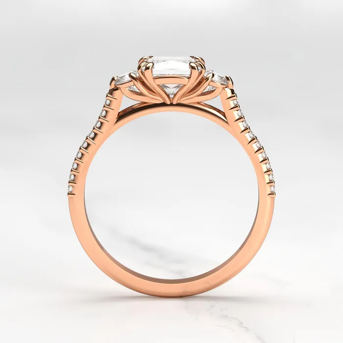 Rings Capucinne Princess Half Pave Diamond Ring with Accent Stones