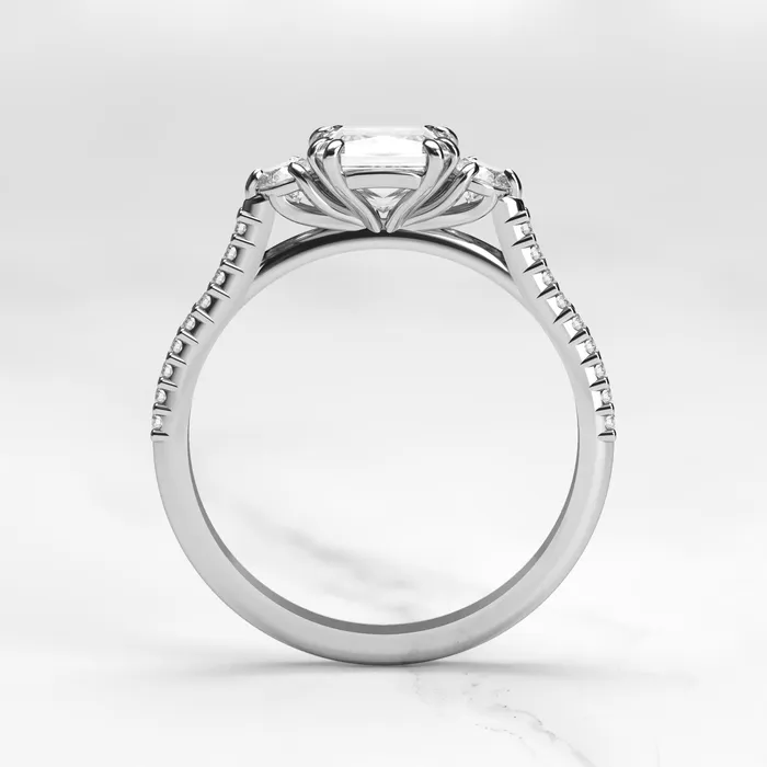 Rings Capucinne Princess Half Pave Diamond Ring with Accent Stones