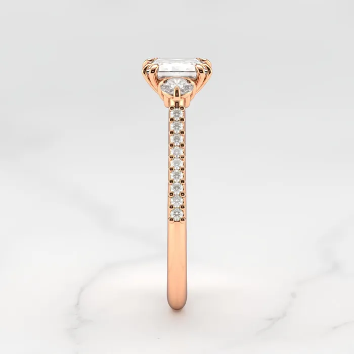 Rings Capucinne Princess Half Pave Diamond Ring with Accent Stones