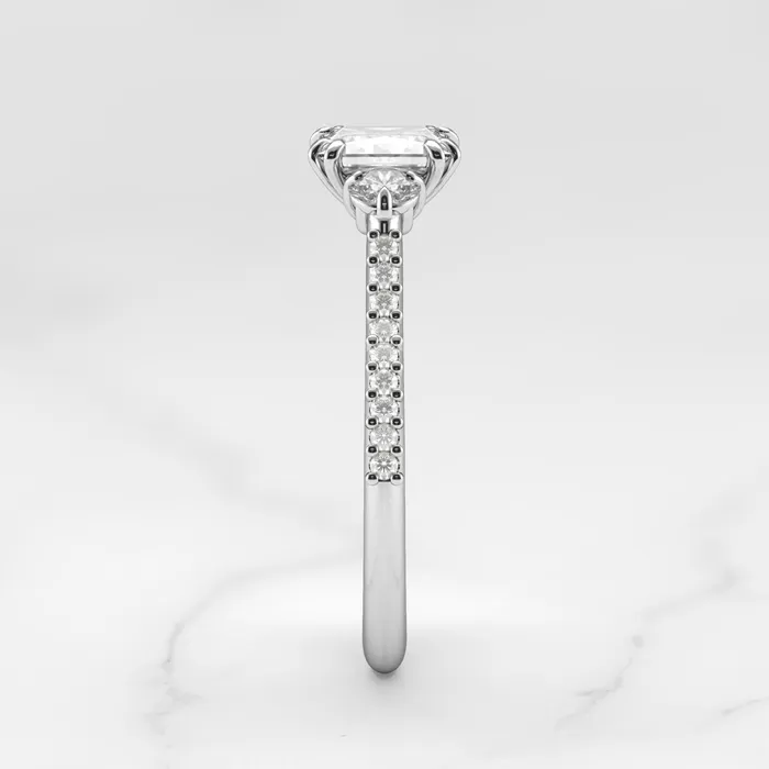 Rings Capucinne Princess Half Pave Diamond Ring with Accent Stones