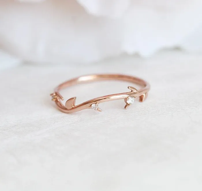 Rings Capucinne Savannah Diamond Ring 14K Rose Gold Wedding Band