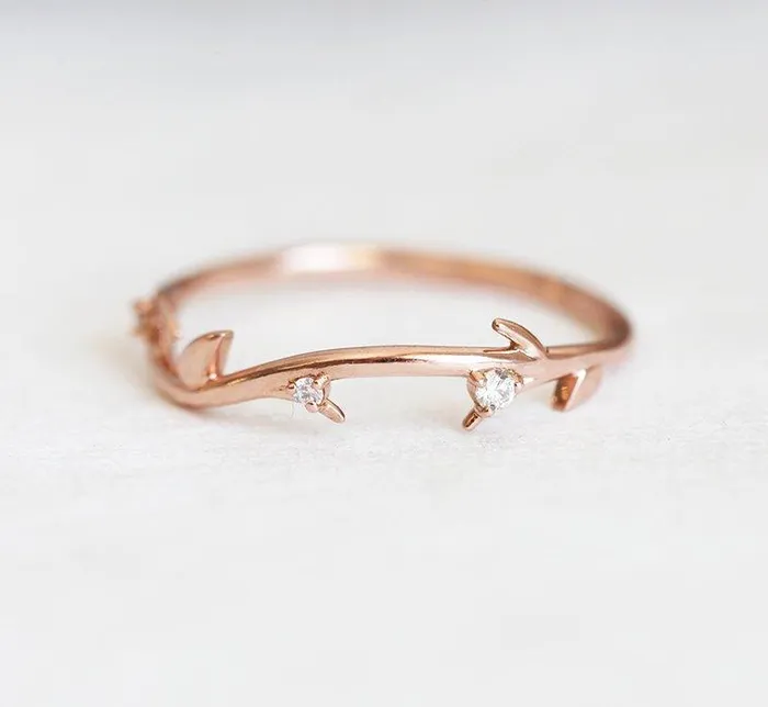 Rings Capucinne Savannah Diamond Ring 14K Rose Gold Wedding Band