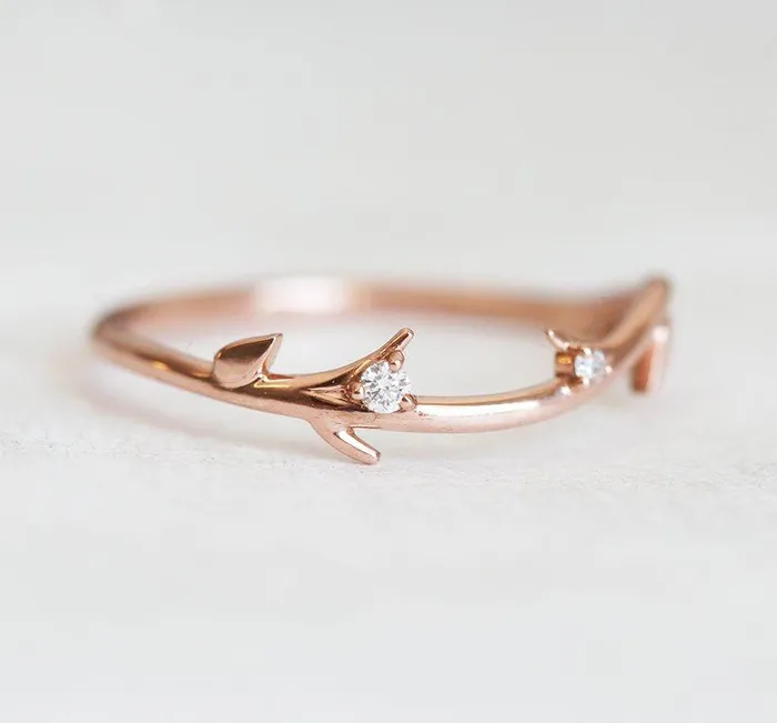 Rings Capucinne Savannah Diamond Ring 14K Rose Gold Wedding Band