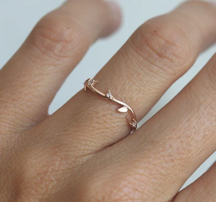 Rings Capucinne Savannah Diamond Ring 14K Rose Gold Wedding Band