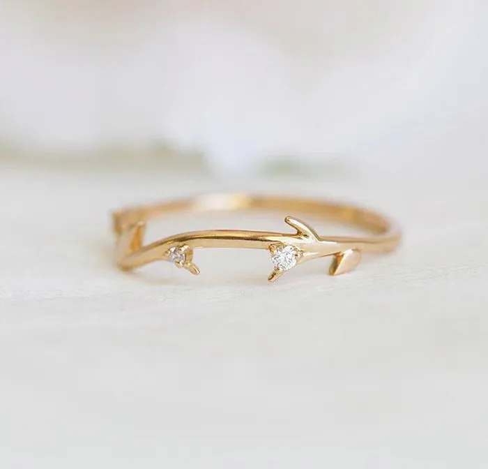 Rings Capucinne Savannah Diamond Ring 14K Rose Gold Wedding Band