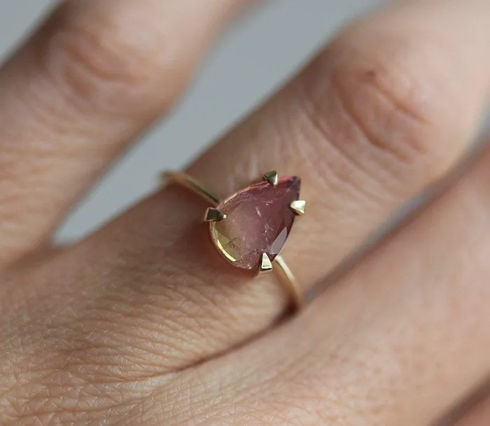 Rings Capucinne Watermelon Tourmaline Solitaire Ring