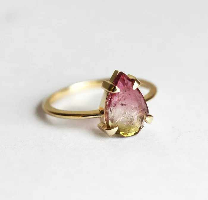 Rings Capucinne Watermelon Tourmaline Solitaire Ring