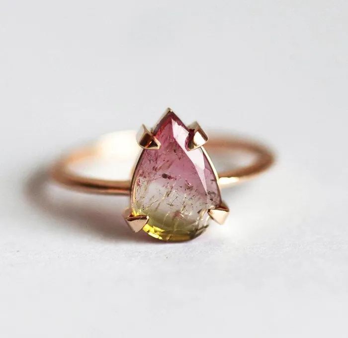 Rings Capucinne Watermelon Tourmaline Solitaire Ring