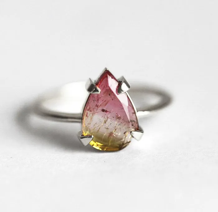 Rings Capucinne Watermelon Tourmaline Solitaire Ring