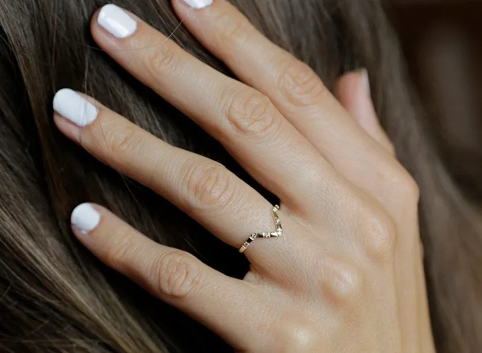 Rings Diamond V Ring Micro Pave Diamond Band Capucinne