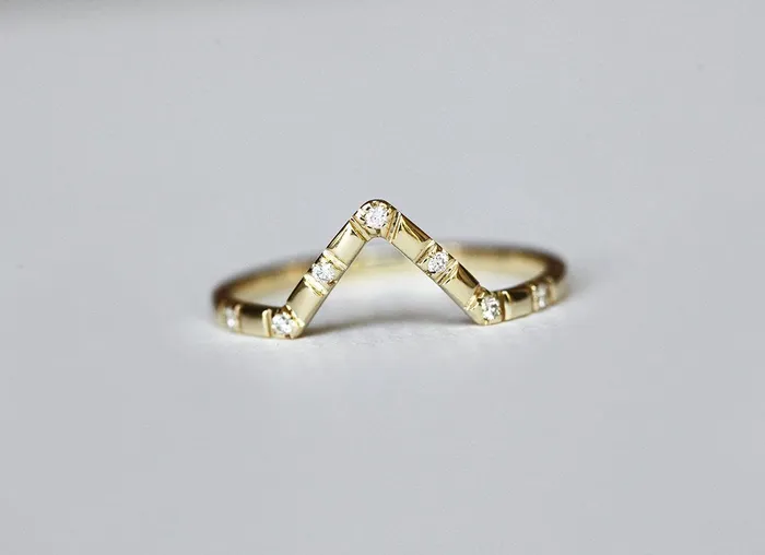 Rings Diamond V Ring Micro Pave Diamond Band Capucinne