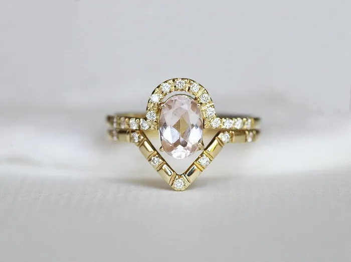 Rings Diamond V Ring Micro Pave Diamond Band Capucinne