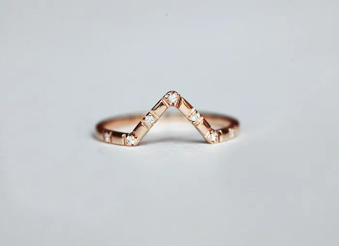 Rings Diamond V Ring Micro Pave Diamond Band Capucinne