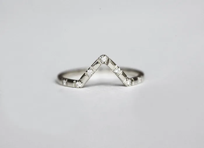 Rings Diamond V Ring Micro Pave Diamond Band Capucinne