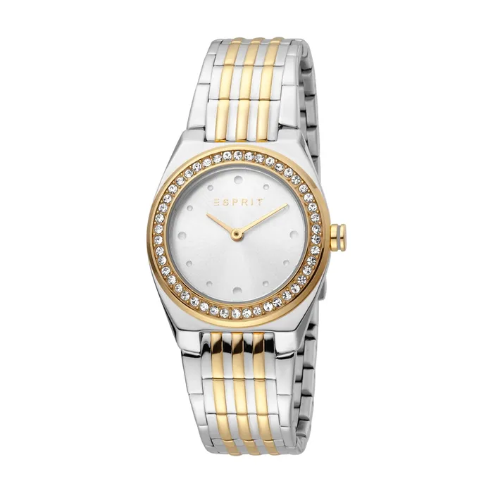 Rings Esprit Esprit Ladies Two Tone Watch With Stone Silver Dial