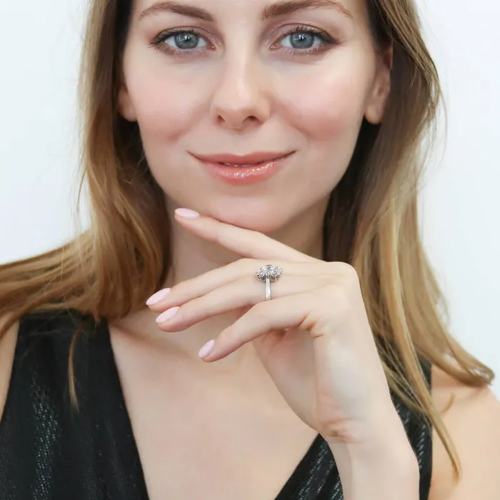Rings Flower Solitaire 1ct CZ Ring in Sterling Silver BERRICLE
