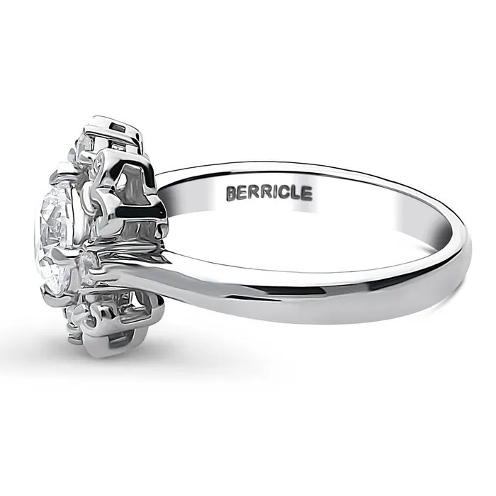 Rings Flower Solitaire 1ct CZ Ring in Sterling Silver BERRICLE