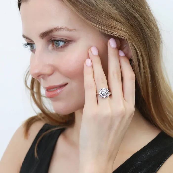 Rings Flower Solitaire 1ct CZ Ring in Sterling Silver BERRICLE