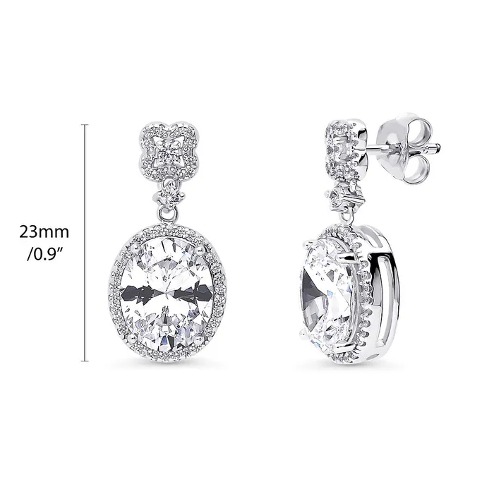 Rings Halo Clover Oval CZ Set in Sterling Silver BERRICLE