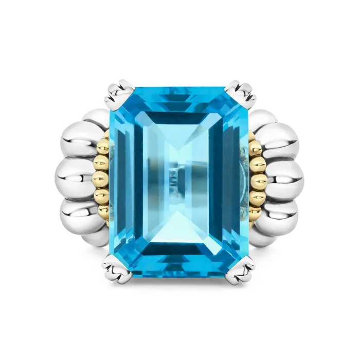 Rings LAGOS Glacier Extra Large EmeraldCut Swiss Blue Topaz Ring Rings LAGOS Glacier Extra Large EmeraldCut Swiss Blue Topaz Ring