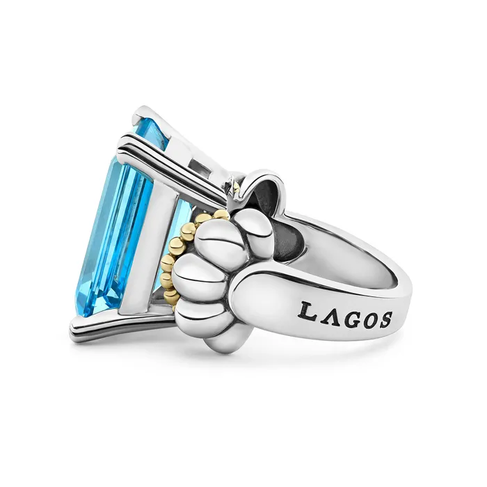 Rings LAGOS Glacier Extra Large EmeraldCut Swiss Blue Topaz Ring Rings LAGOS Glacier Extra Large EmeraldCut Swiss Blue Topaz Ring