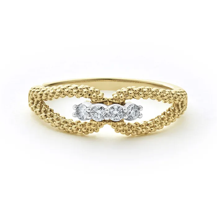 Rings LAGOS Signature Caviar 18K Gold Superfine Diamond Center Ring