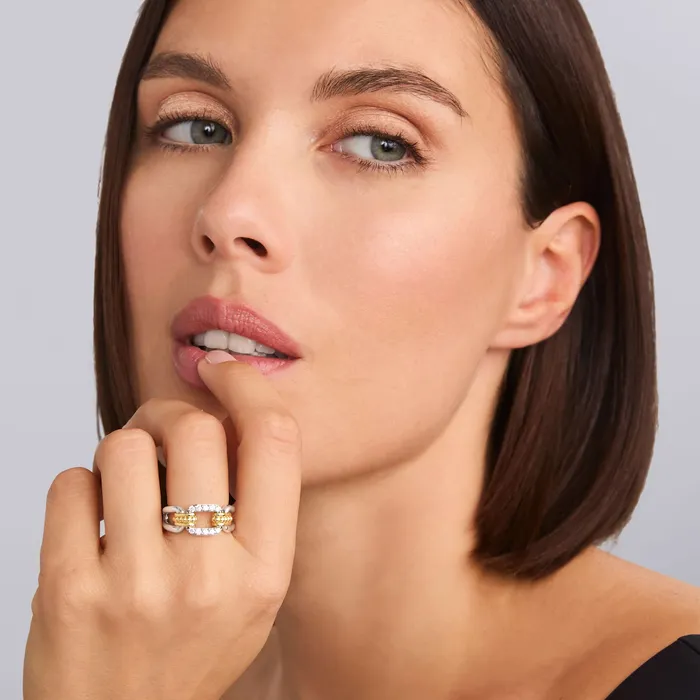 Rings Signature Caviar TwoTone Link Diamond Ring LAGOS Rings Signature Caviar TwoTone Link Diamond Ring LAGOS