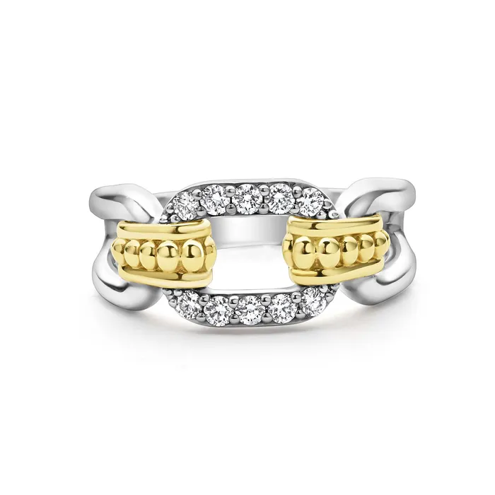 Rings Signature Caviar TwoTone Link Diamond Ring LAGOS Rings Signature Caviar TwoTone Link Diamond Ring LAGOS