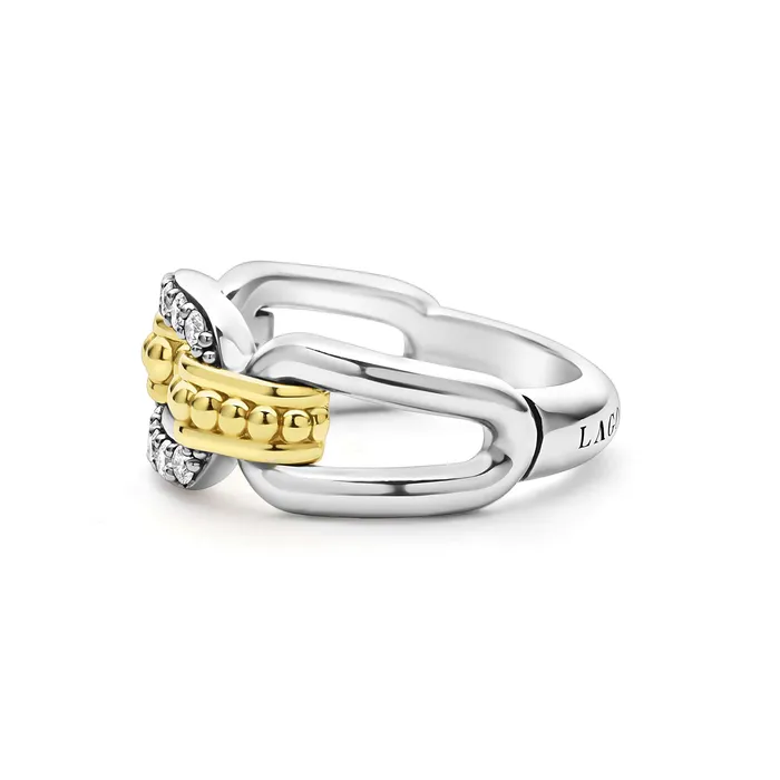 Rings Signature Caviar TwoTone Link Diamond Ring LAGOS Rings Signature Caviar TwoTone Link Diamond Ring LAGOS