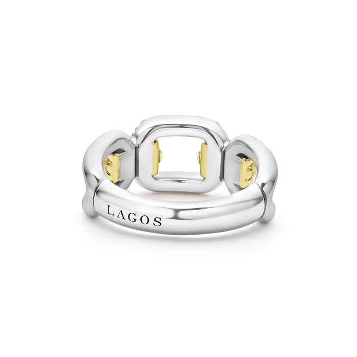 Rings Signature Caviar TwoTone Link Diamond Ring LAGOS Rings Signature Caviar TwoTone Link Diamond Ring LAGOS