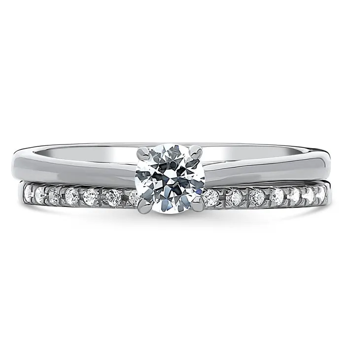 Rings Solitaire 035ct CZ Ring Set in Sterling Silver BERRICLE