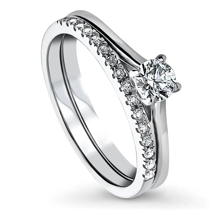 Rings Solitaire 035ct CZ Ring Set in Sterling Silver BERRICLE