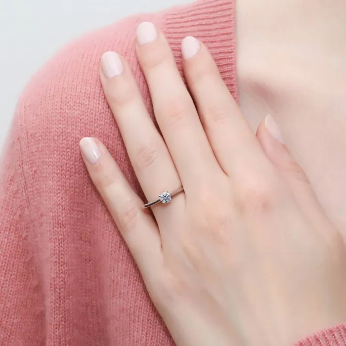 Rings Solitaire 035ct CZ Ring Set in Sterling Silver BERRICLE