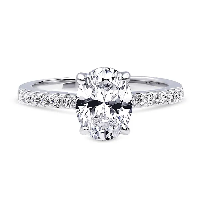 Rings Solitaire 18ct Oval CZ Ring in Sterling Silver BERRICLE
