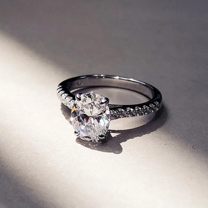 Rings Solitaire 18ct Oval CZ Ring in Sterling Silver BERRICLE