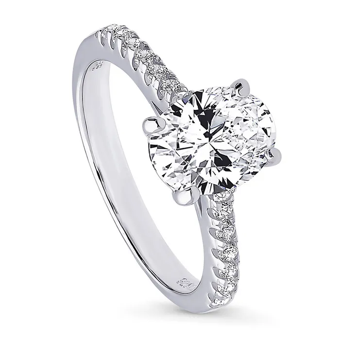 Rings Solitaire 18ct Oval CZ Ring in Sterling Silver BERRICLE
