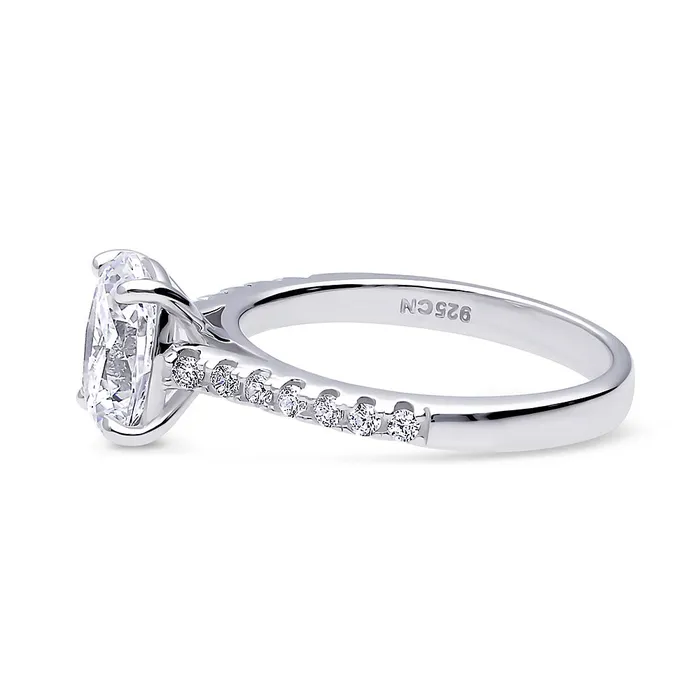 Rings Solitaire 18ct Oval CZ Ring in Sterling Silver BERRICLE