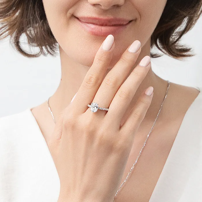Rings Solitaire 18ct Oval CZ Ring in Sterling Silver BERRICLE