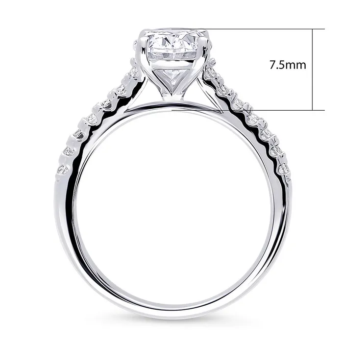 Rings Solitaire 18ct Oval CZ Ring in Sterling Silver BERRICLE