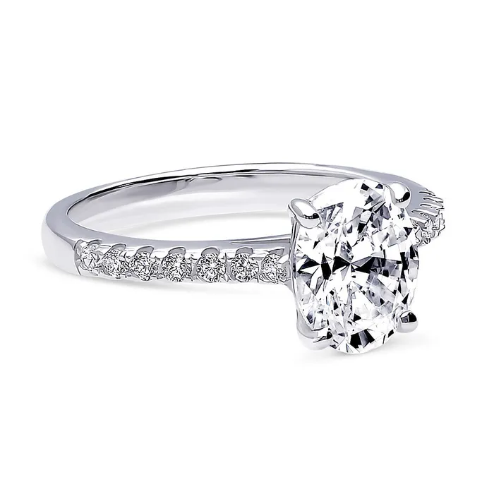 Rings Solitaire 18ct Oval CZ Ring in Sterling Silver BERRICLE