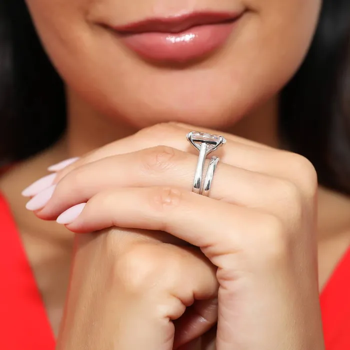 Rings Solitaire 55ct Oval CZ Ring Set in Sterling Silver BERRICLE